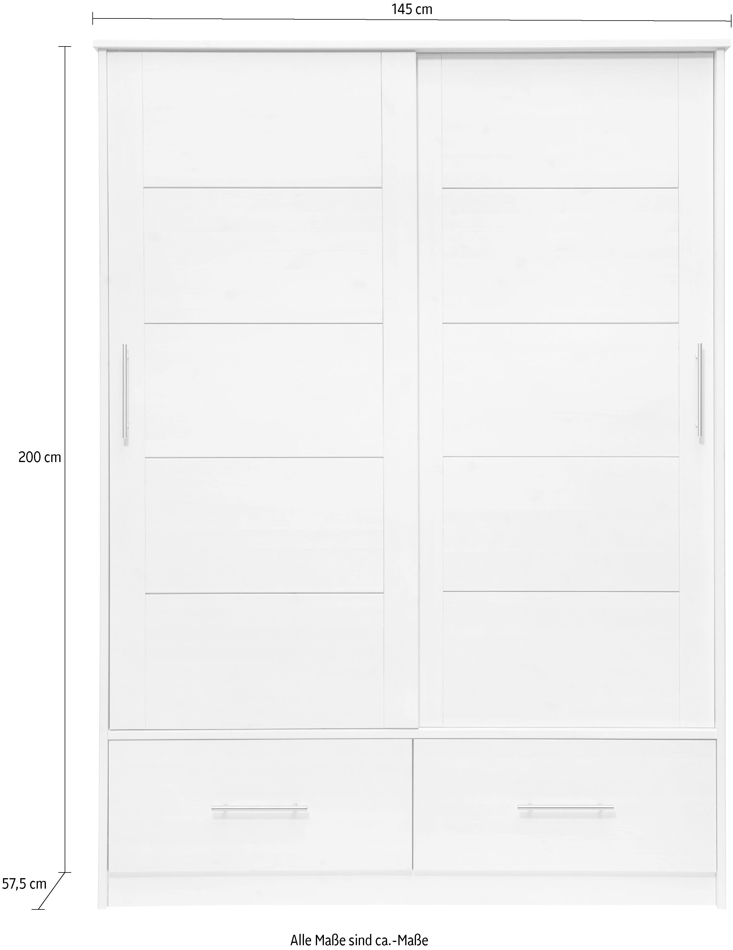Lüttenhütt Kinderkleiderschrank Henne Schiebetürenschrank, Kleiderschrank mit Schiebetüren, Kiefer massiv
