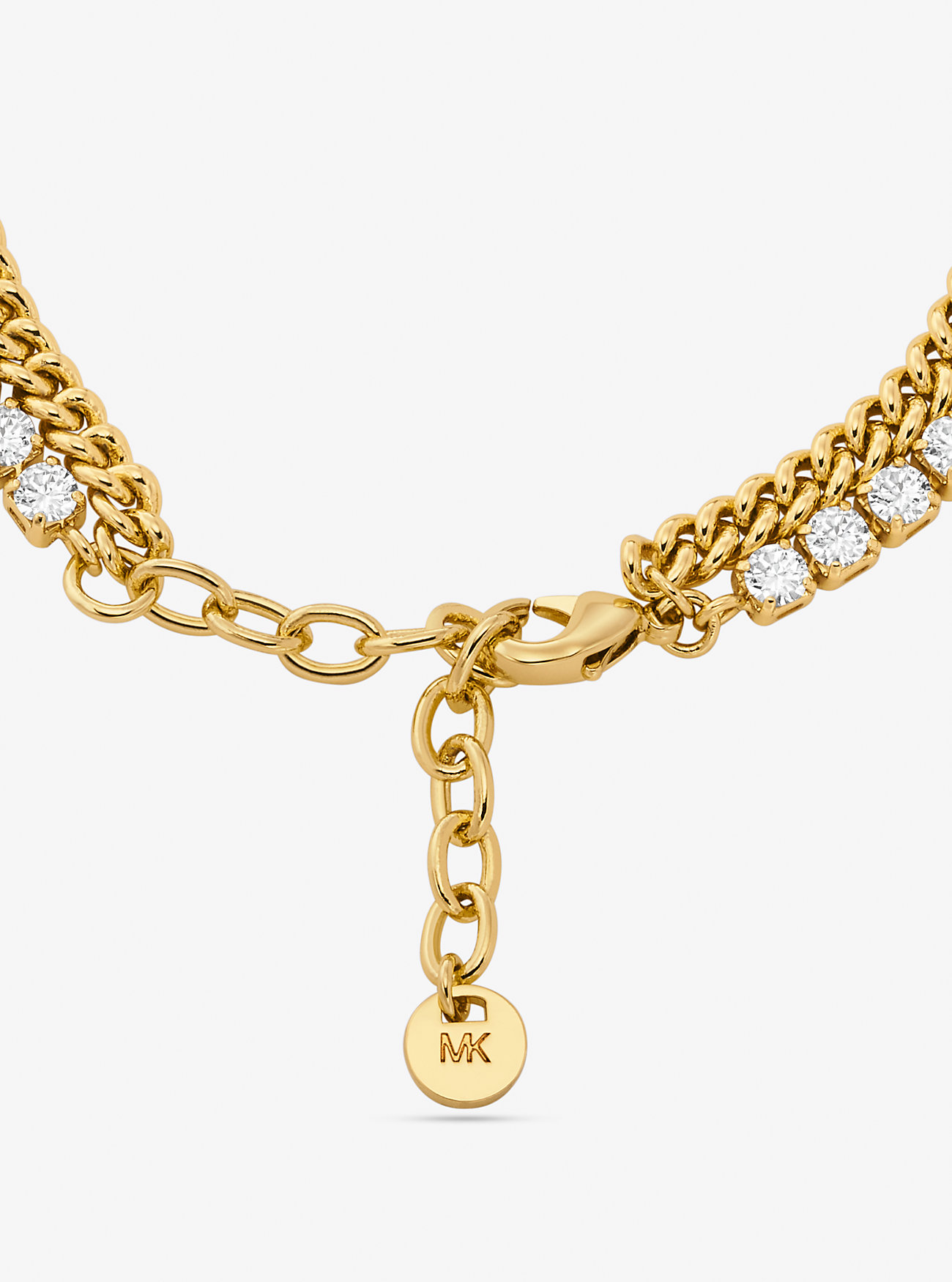 Precious Metal-Plated Brass Double Chain Tennis Bracelet - GOLD