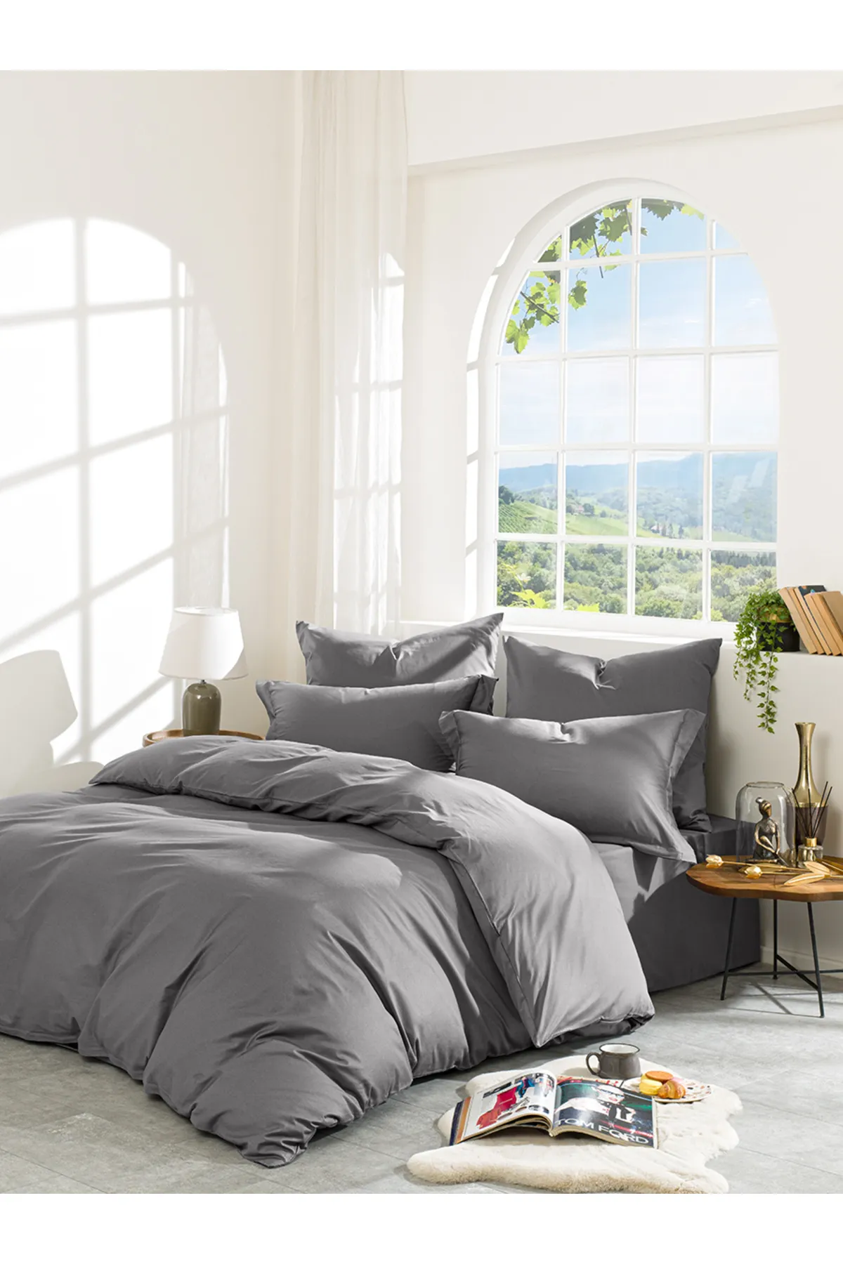 Karna Home  Klassisches Doppel-Bettbezug-Set aus Baumwollsatin