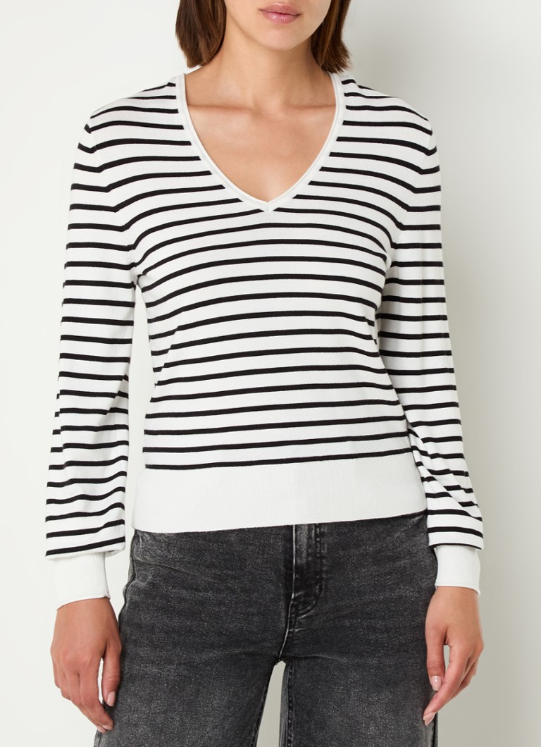 Taifun  Fijngebreide pullover met streepprint