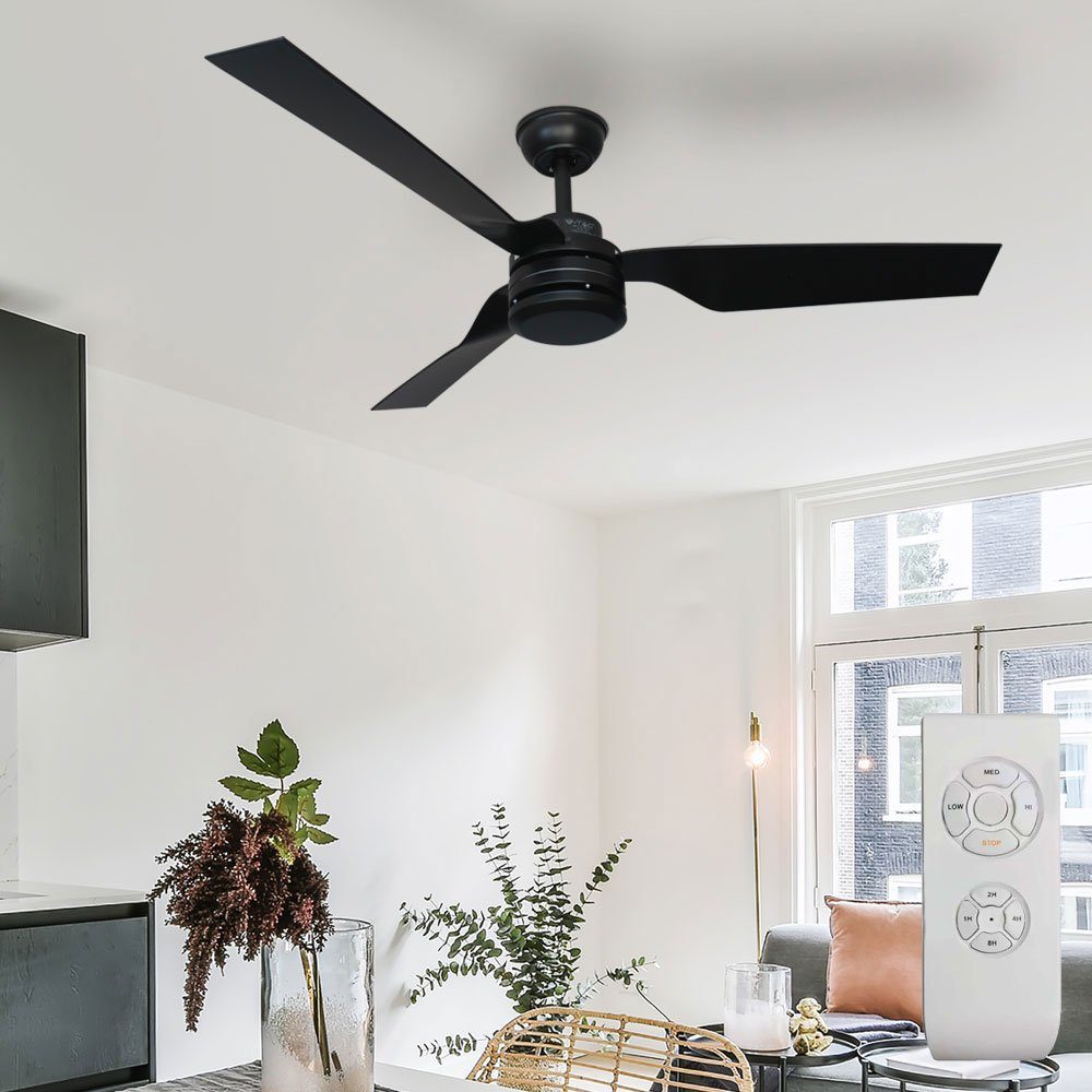 etc-shop Deckenventilator, Decken Ventilator mit Fernbedienung Wohnzimmer Lüfter Kühler schwarz