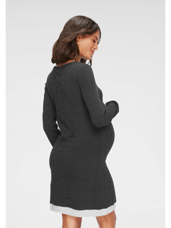 VIVANCE DREAMS Umstandsnachthemd in schwarz-weiß-gepunktet günstig kaufen 32/34