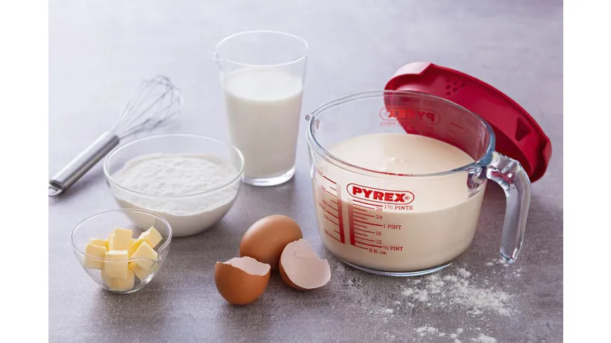 PYREX Messbecher aus Glas mit Deckel 1l