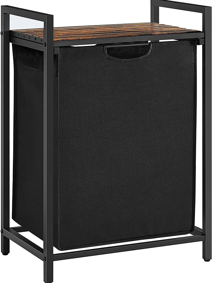 Songmics Wäschekorb in Schwarz/ Braun - (B)50 x (H)72 x (T)33 cm günstig kaufen onesize