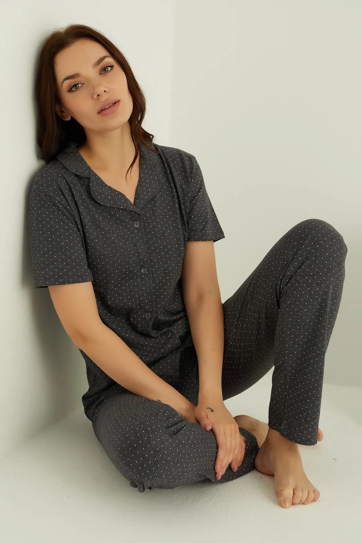 ELİTOL  Pyjama-Set aus Baumwolle mit Knöpfen