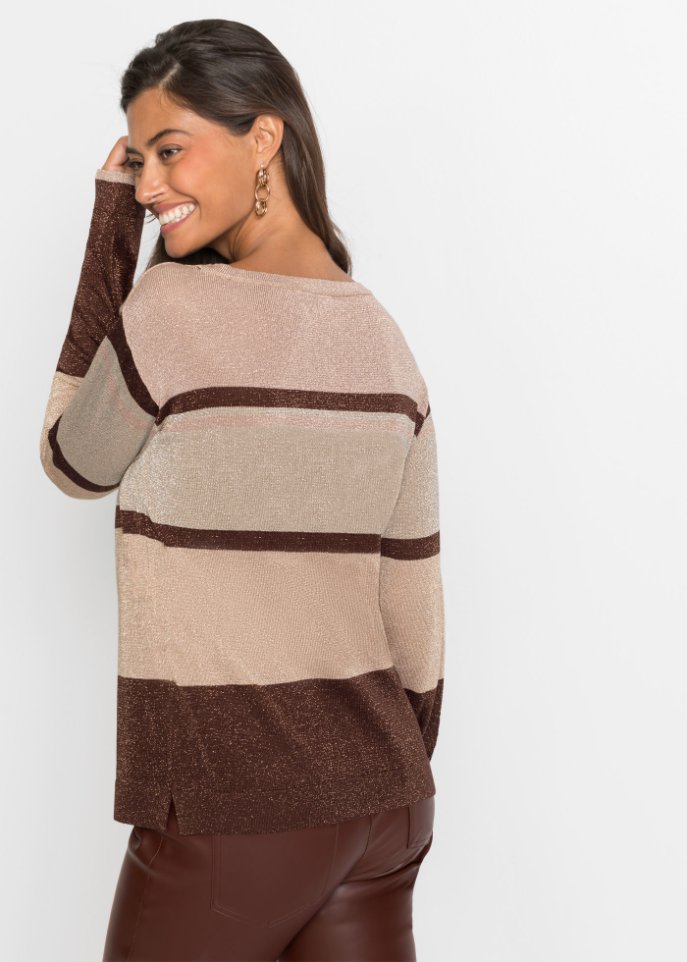 Lurex-Pullover mit Streifen