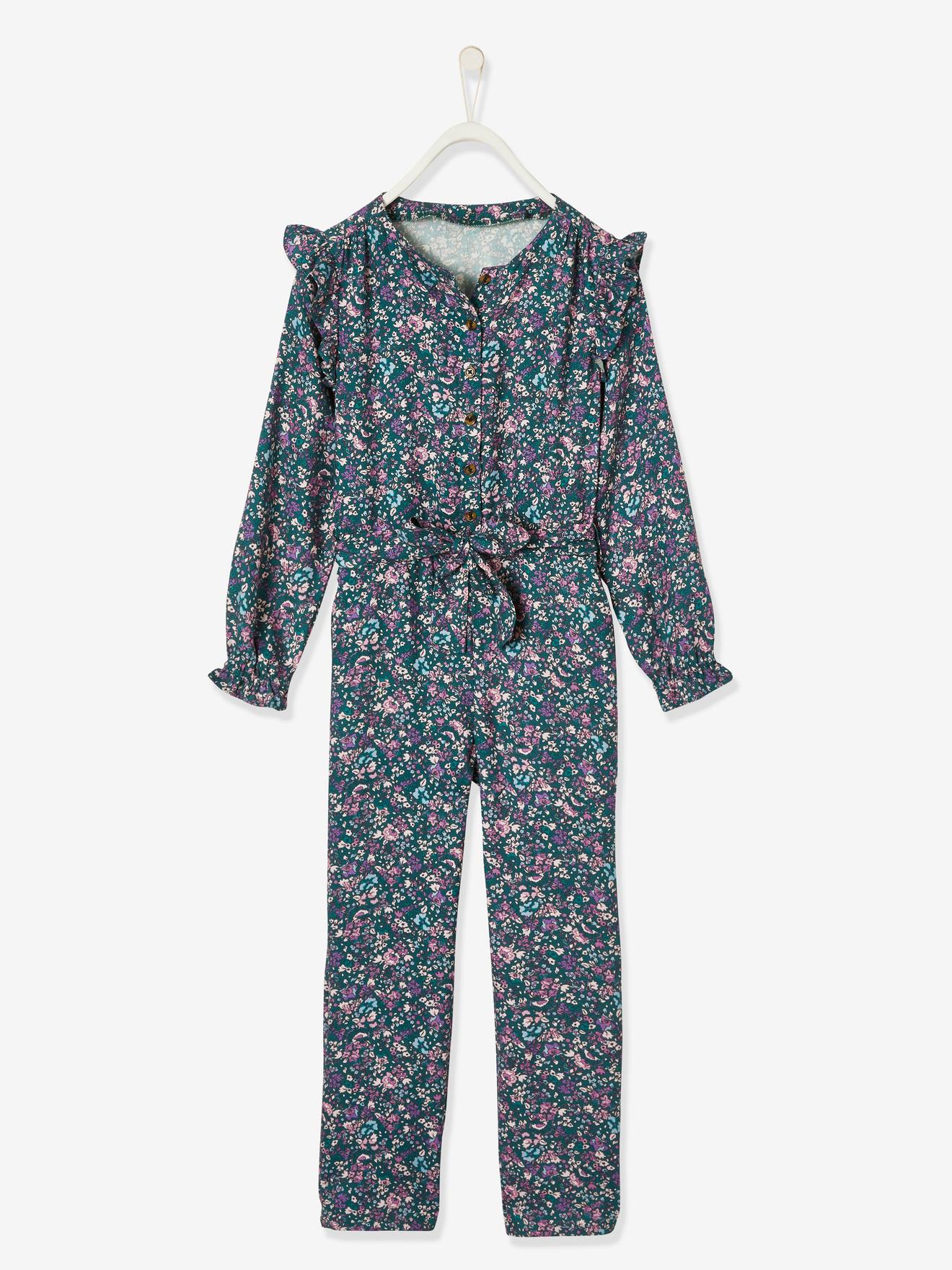 Vertbaudet Mädchen Jumpsuit - grün bedruckt