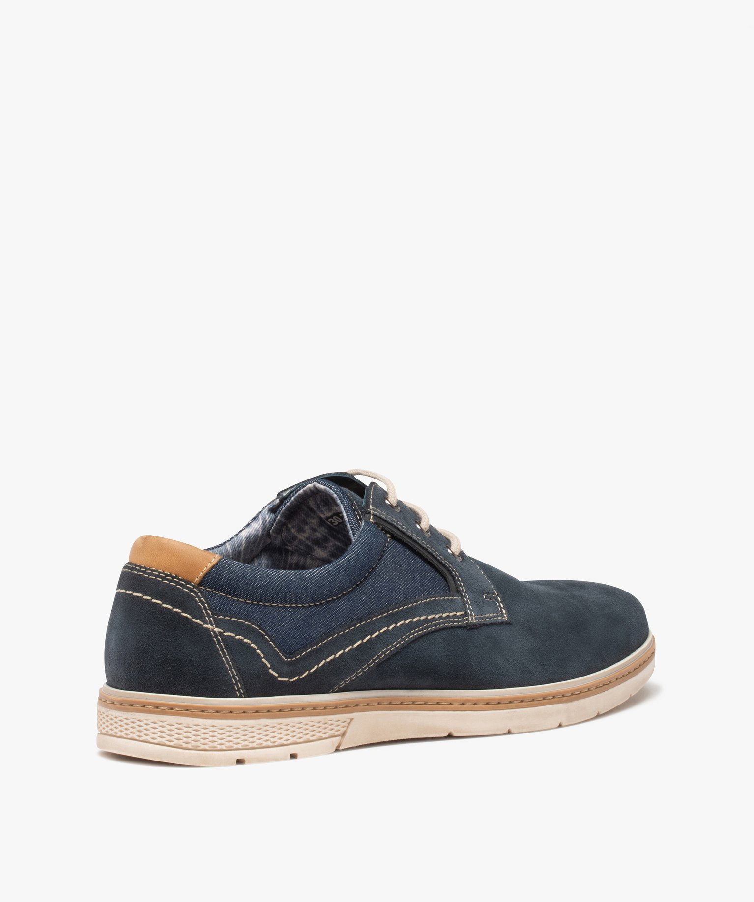 Derbies homme dessus cuir et denim - Tanéo marine | GEMO