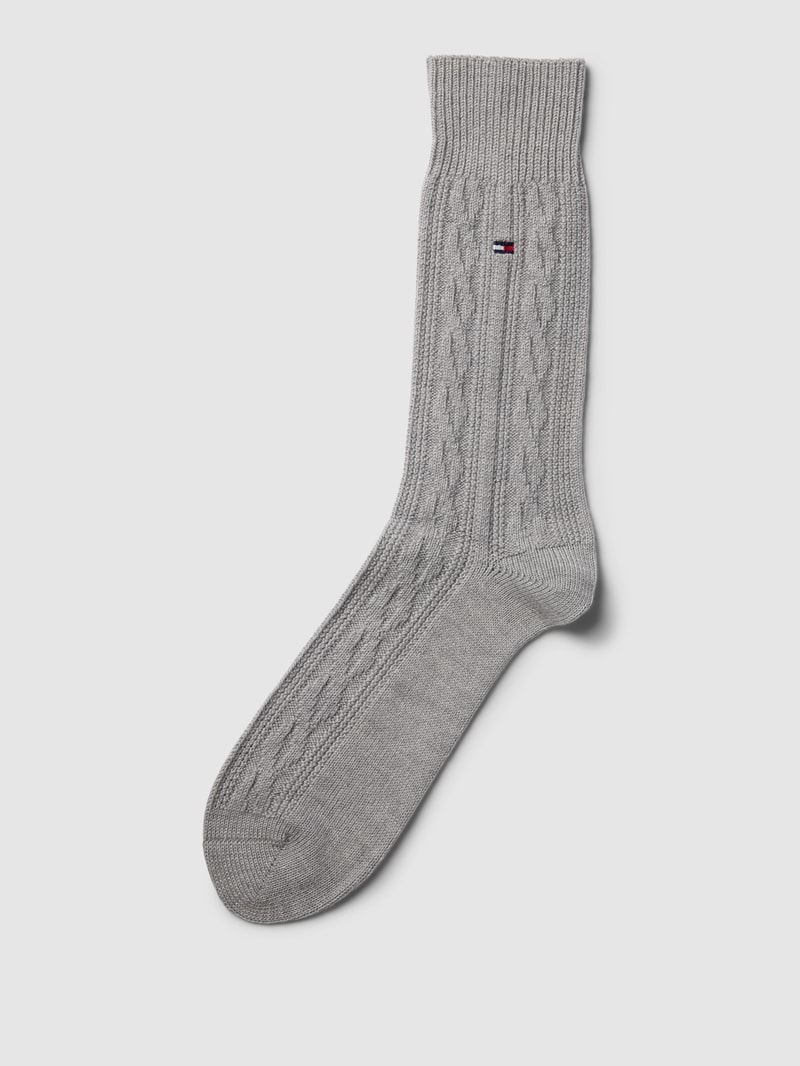 Socken mit Zopfmuster Modell 'CABLE' in mittelgrau