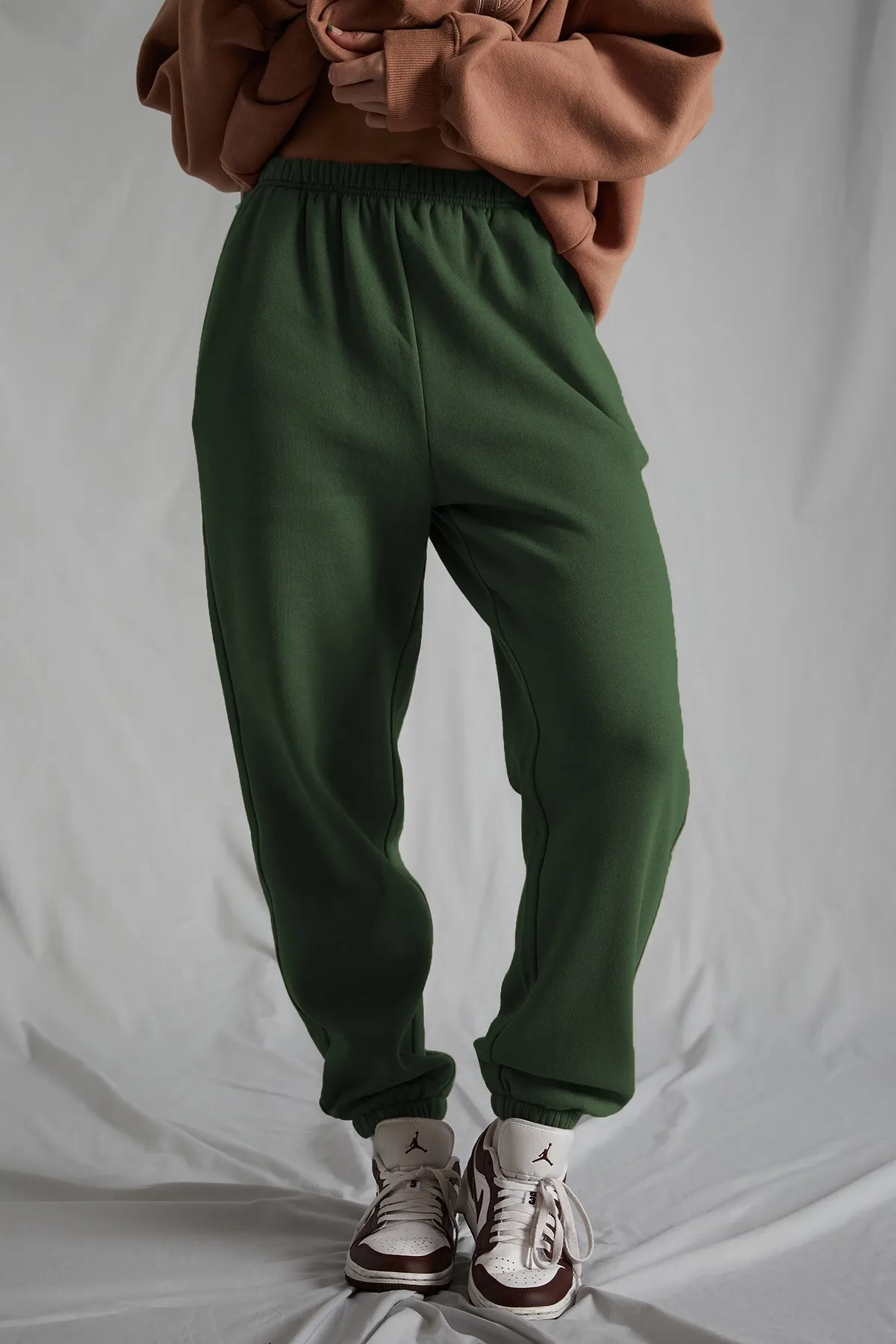 Madmext  Khakifarbene Oversize-Jogginghose für Damen mit elastischem Bund Mg1235