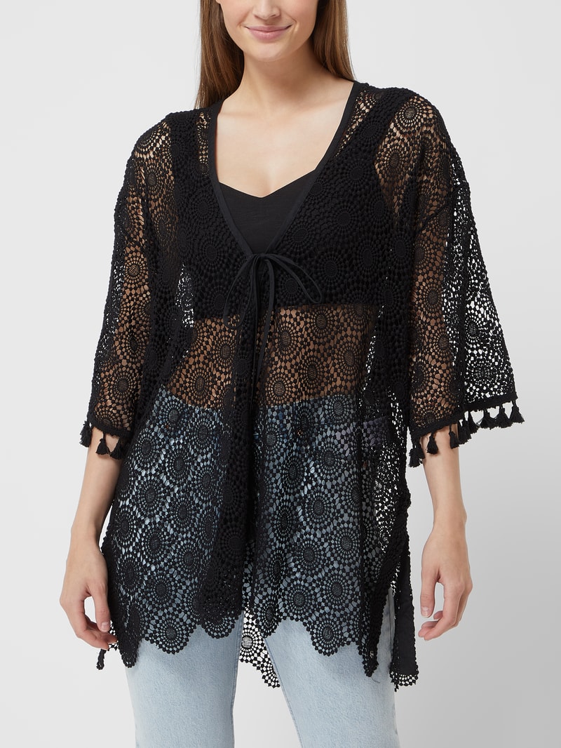 Kimono aus Spitze in schwarz