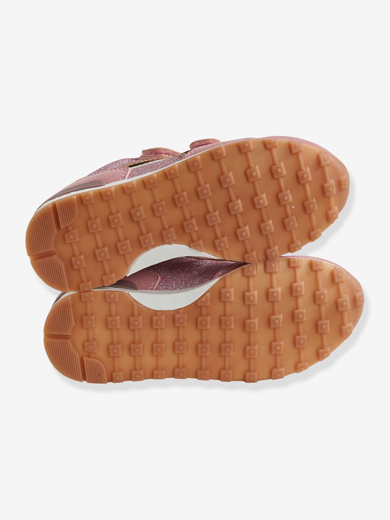 Baskets scratchées fille esprit running rose clair