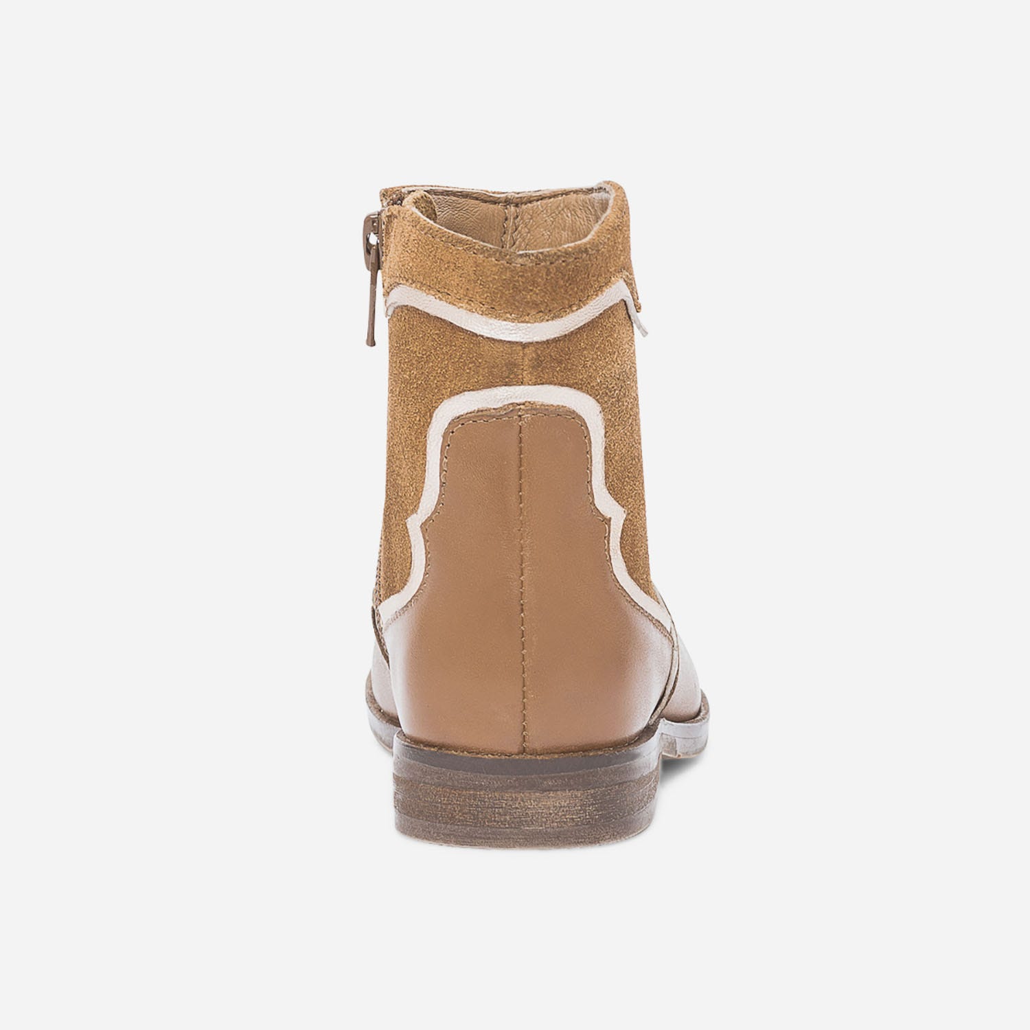 Boots camel et or en cuir