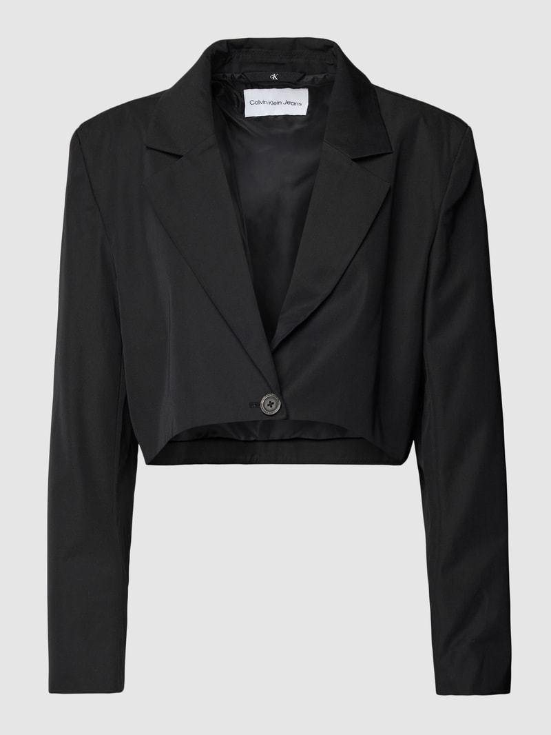 Crop Blazer mit Reverskragen in black