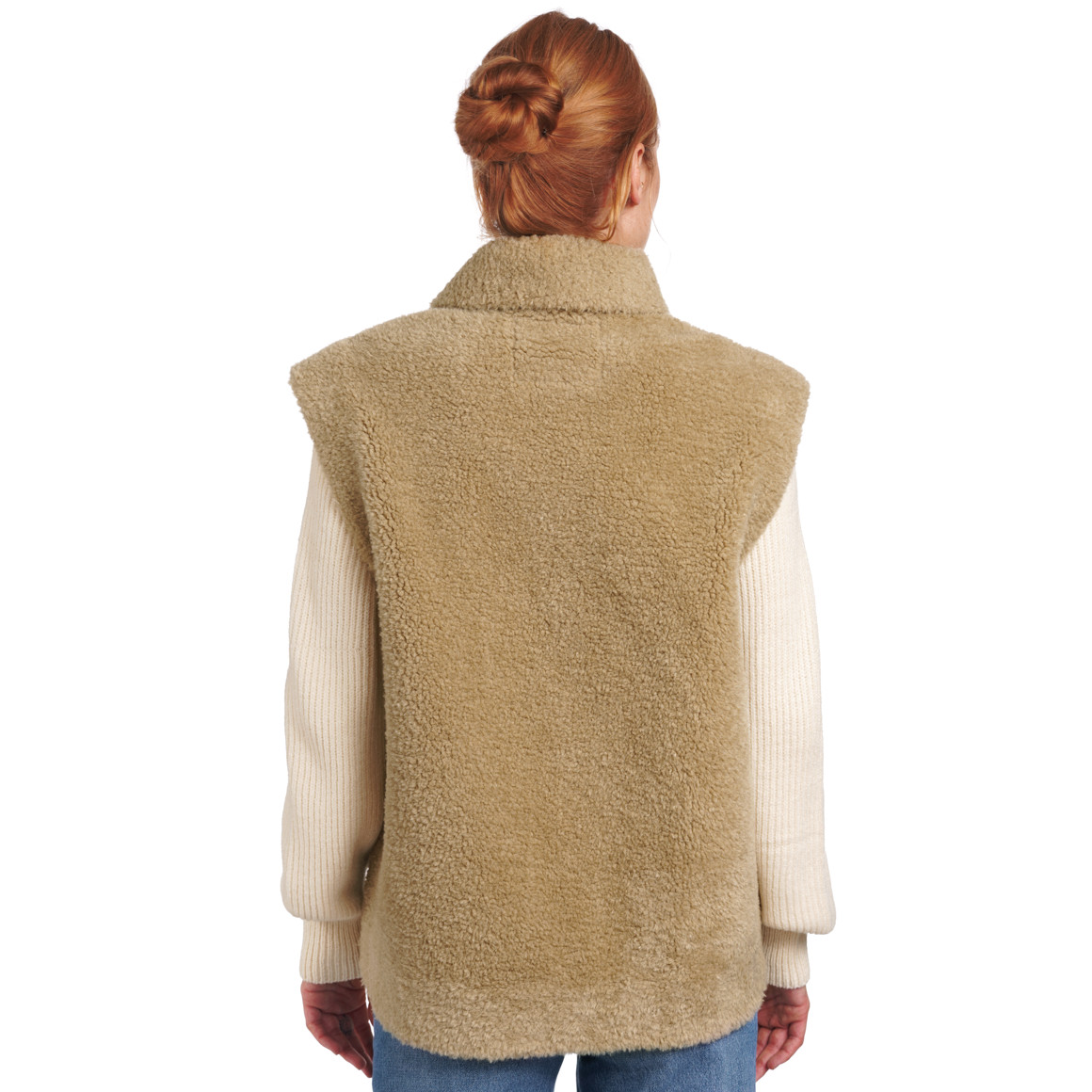 Damen Teddyjacke mit Strickärmeln