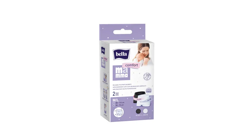 bella mamma Comfort Wöchnerinnen Slip schwarz, weiß