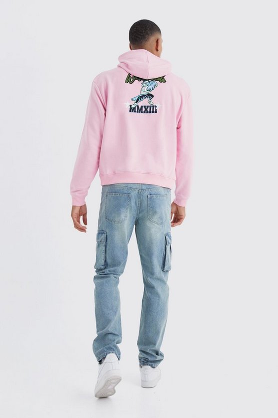 Tall kastiger Hoodie mit Worldwide-Applikation