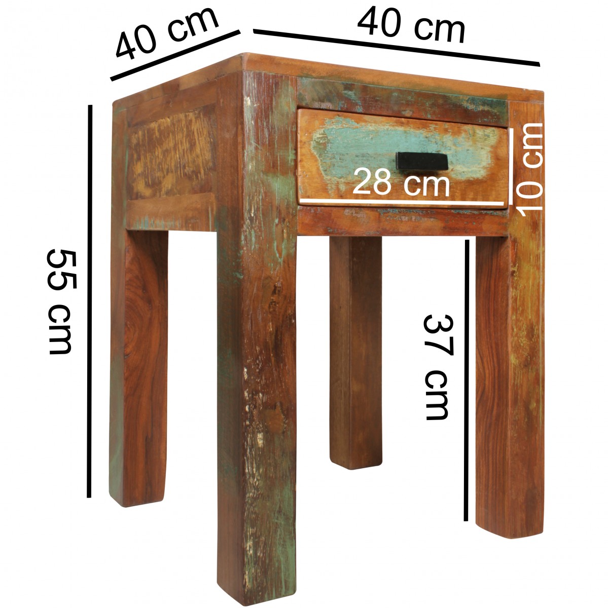 Wohnling Shabby-Chic Nachttisch KALKUTTA Mango-Holz