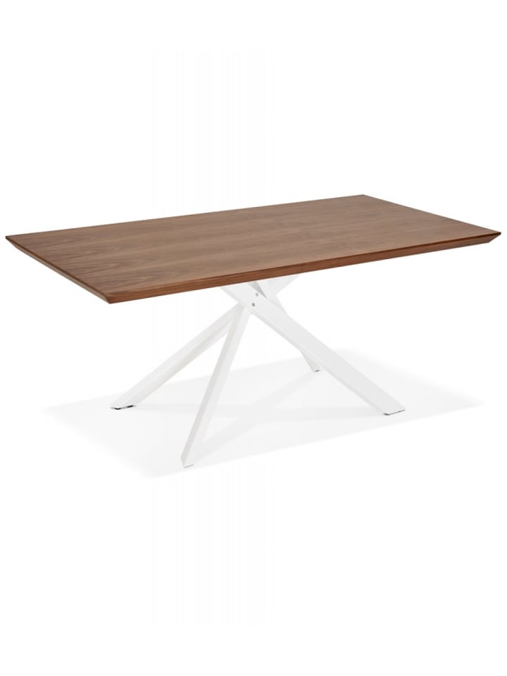 KADIMA DESIGN Esstisch aus Massivem Walnussholz mit X-förmigem Metallgestell in Braun-Weiß günstig kaufen onesize
