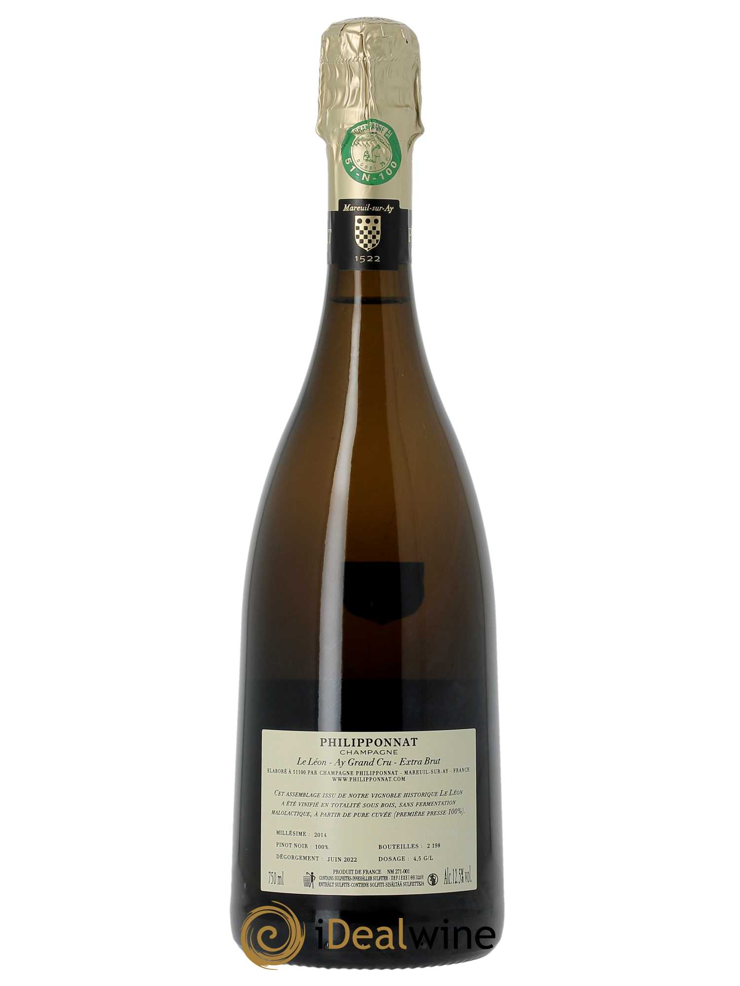 Le Léon Extra Brut Grand Cru Philipponnat  2014 - Lot de 1 Bouteille