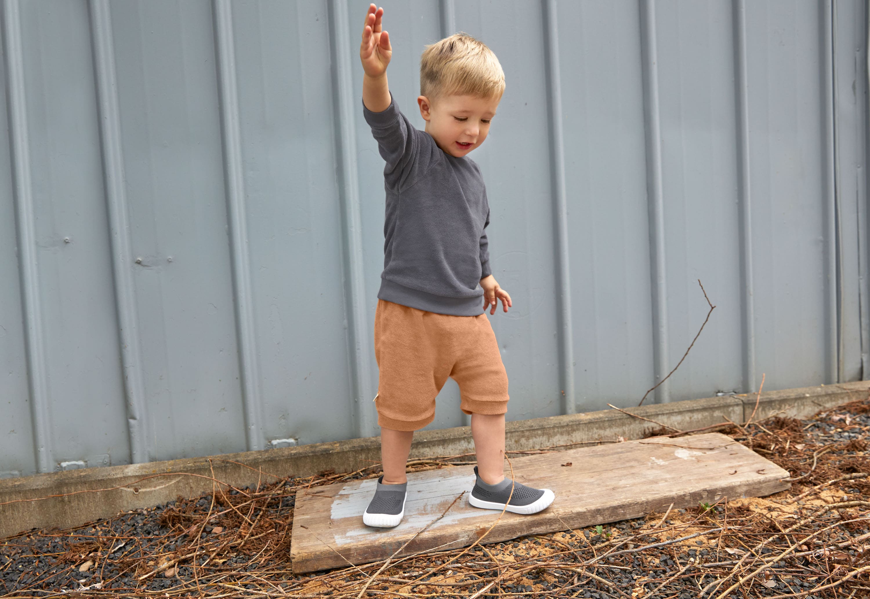 Frottee Sweater Kinder, Anthrazit