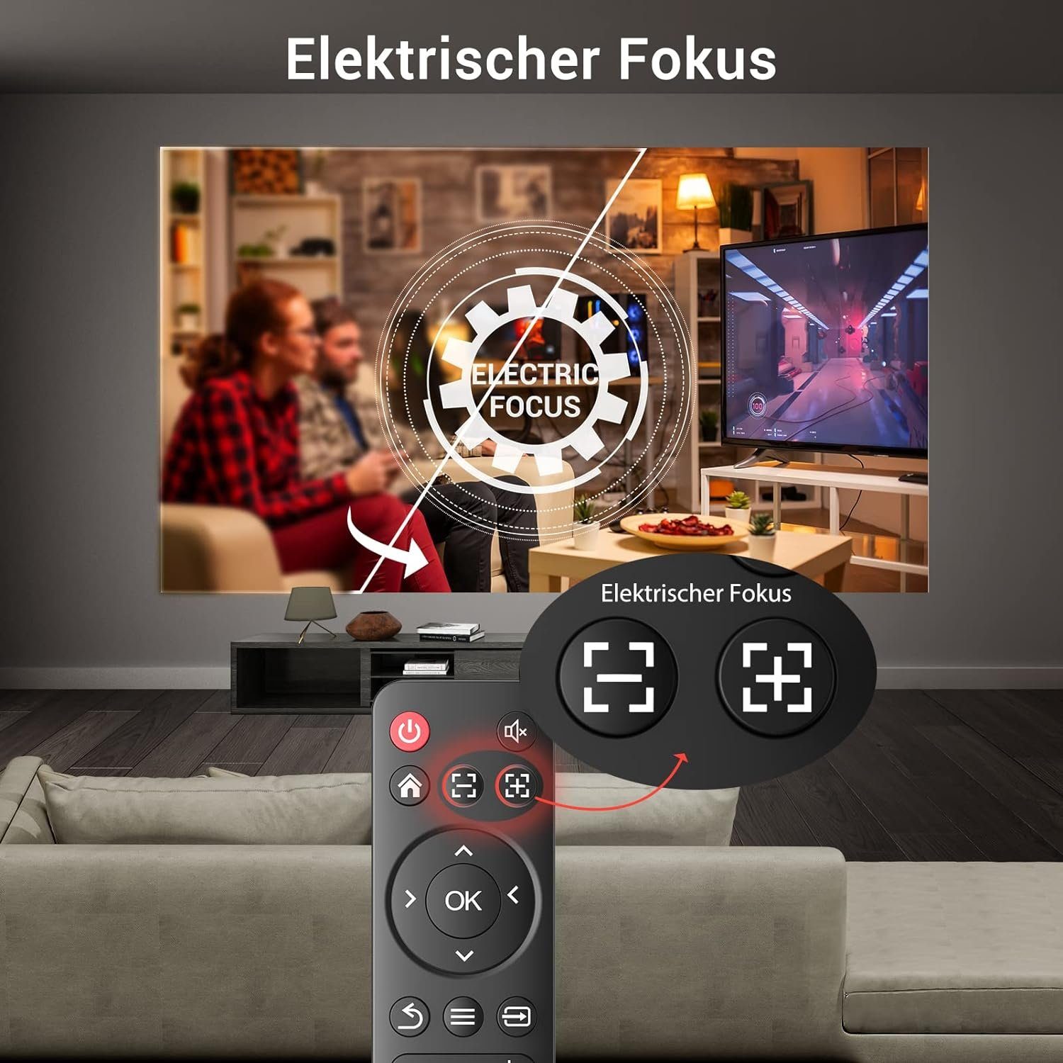 XGODY Portabler Projektor (9000 lm, 3000:1, 1920 x 1080 px, Projektor mit WLAN und Bluetooth 1080P Unterstützung HD Mini Heimkino)