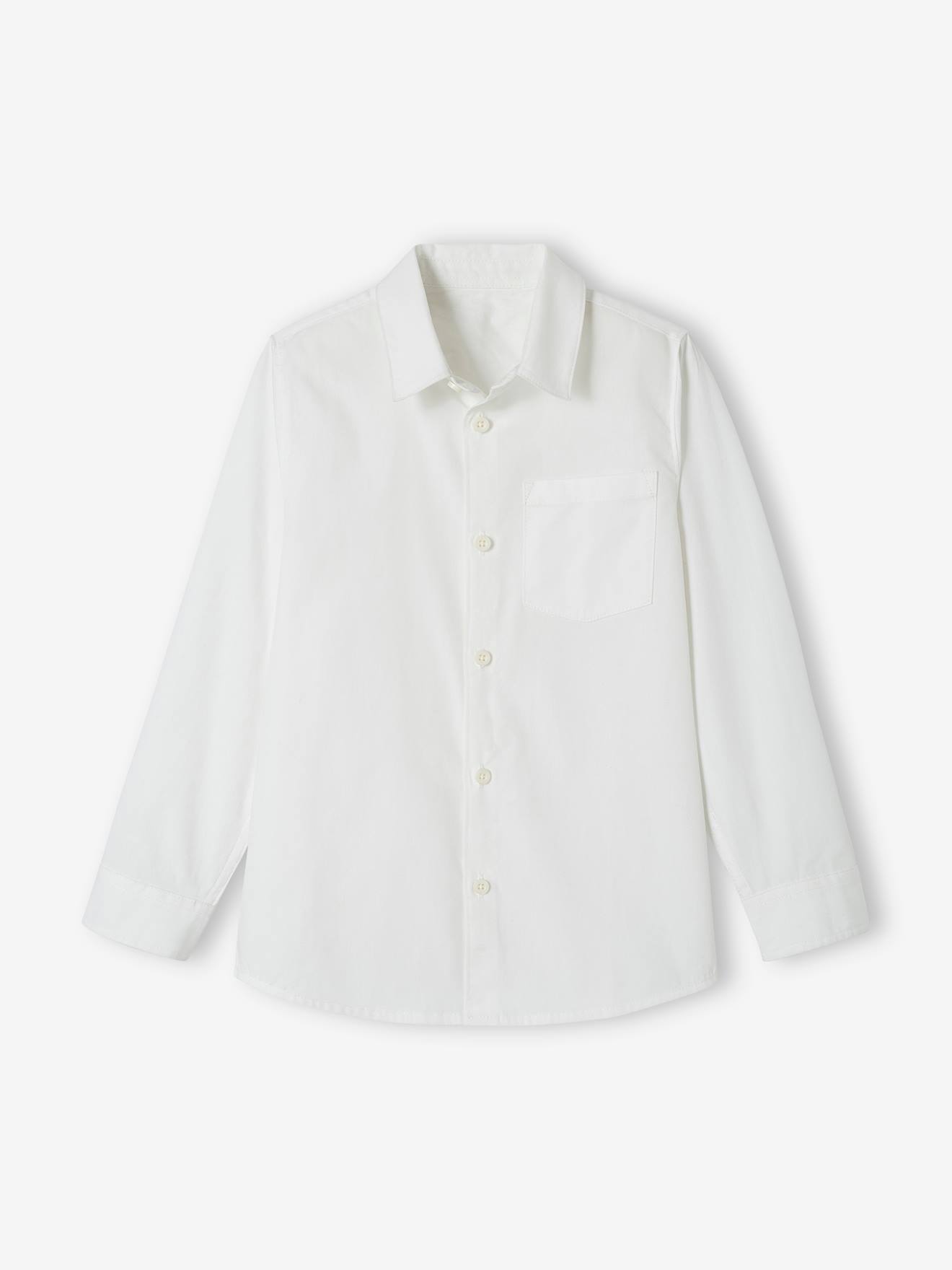 Chemise blanche en popeline manches longues garçon blanc