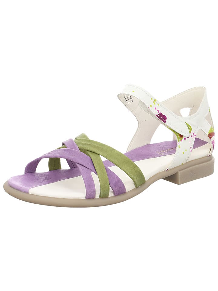 Think! Leder-Sandalen in Khaki/ Weiß/ Lila günstig kaufen