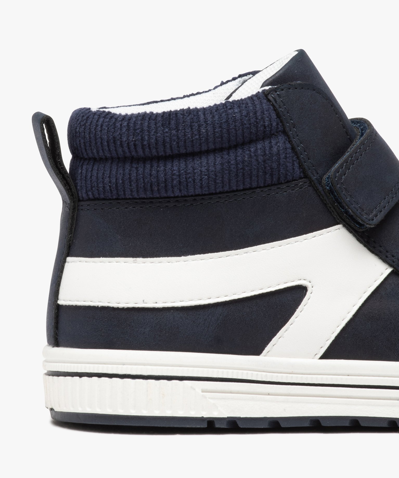 Baskets Garçon mid-cut bicolores avec col en velours marine | GEMO