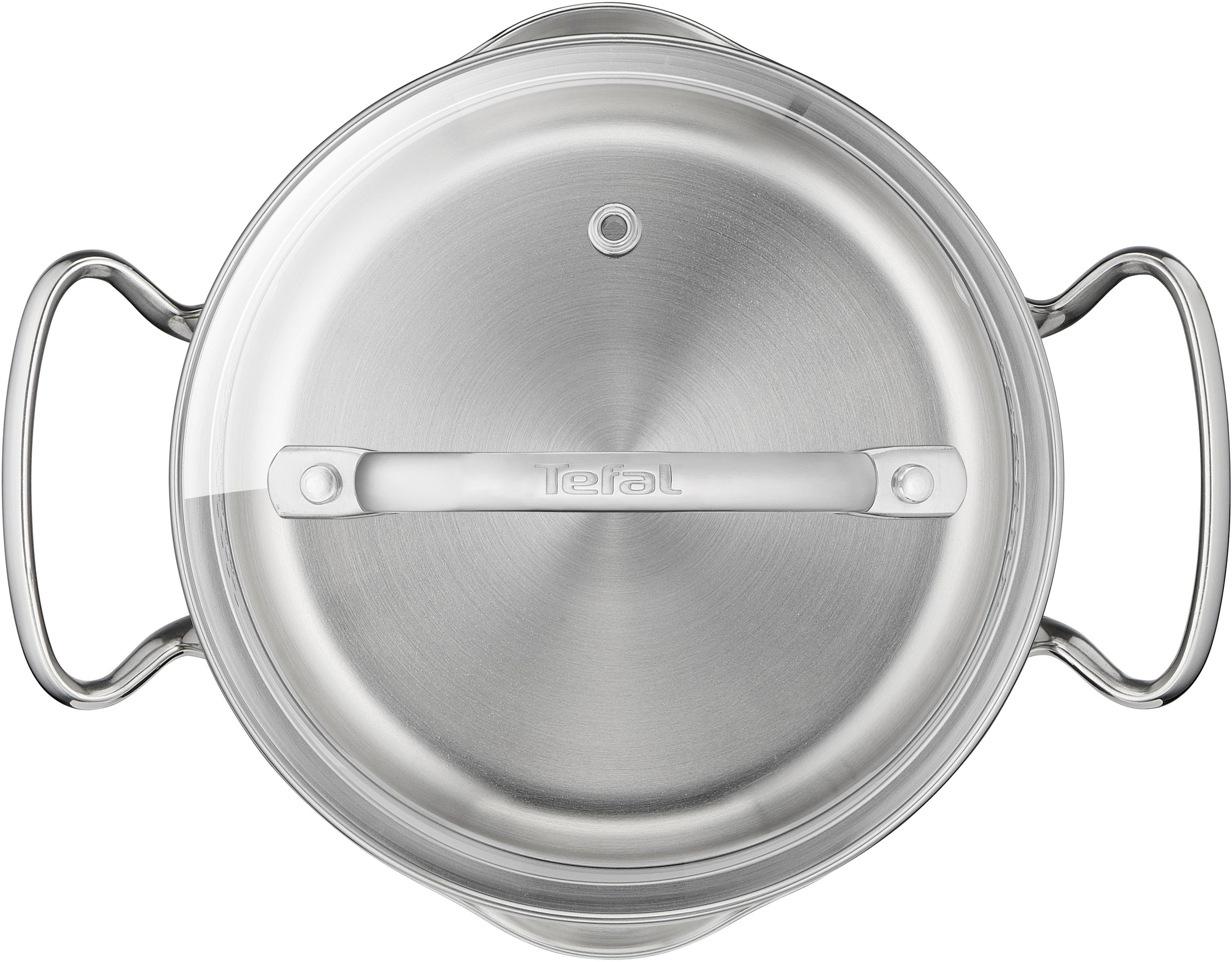 Tefal Kochtopf Duetto+, Edelstahl 18/10, hochglanzpoliert, Glasdeckel mit Siebfunktion