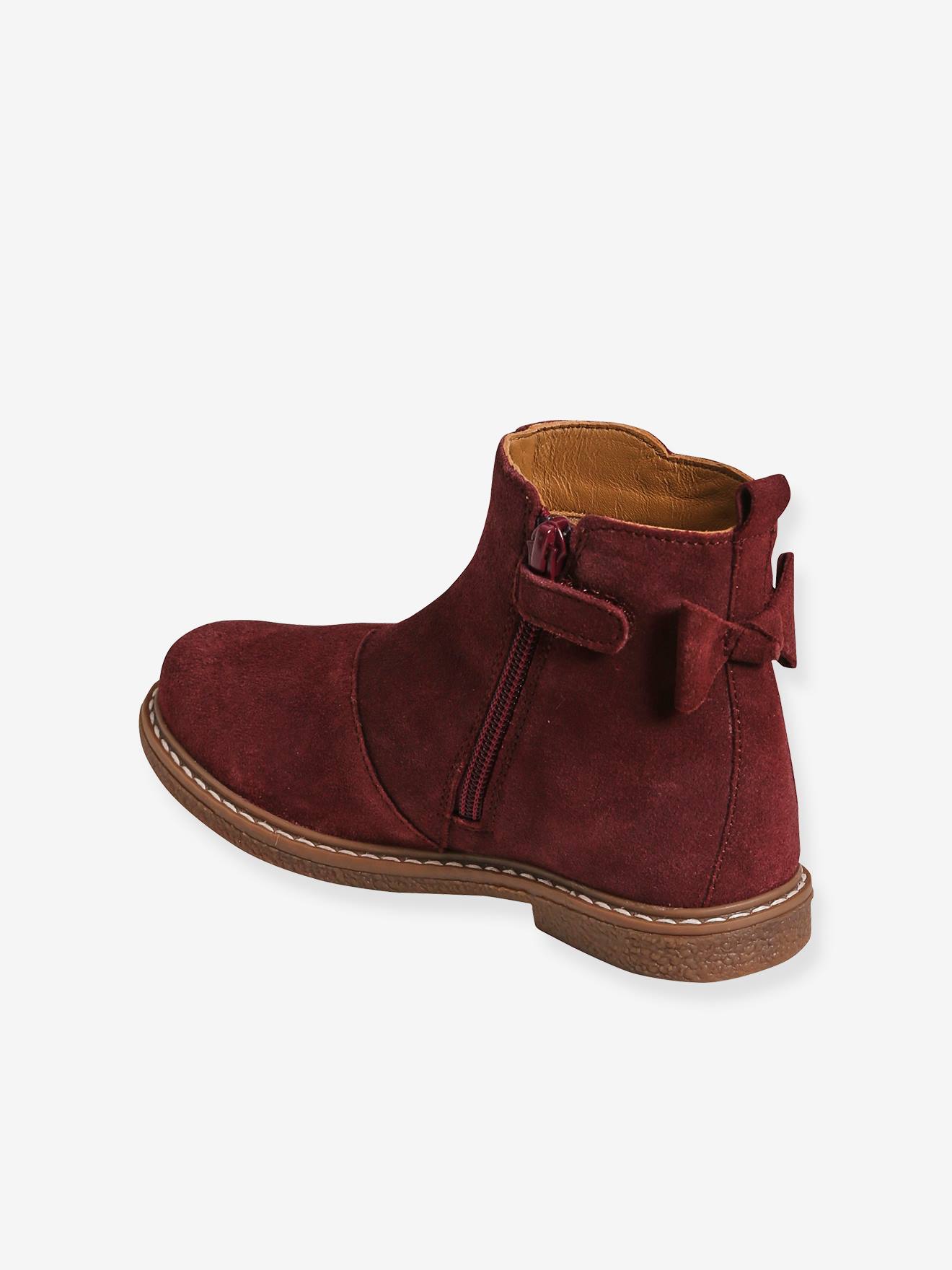Boots cuir à noeud fille camel
