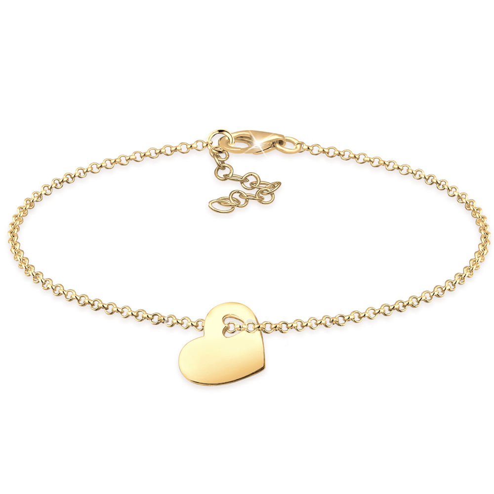 Elli Elli Bracelet Coeur Pendentif Bracelet Femme 925/1000 Argent Bracelet