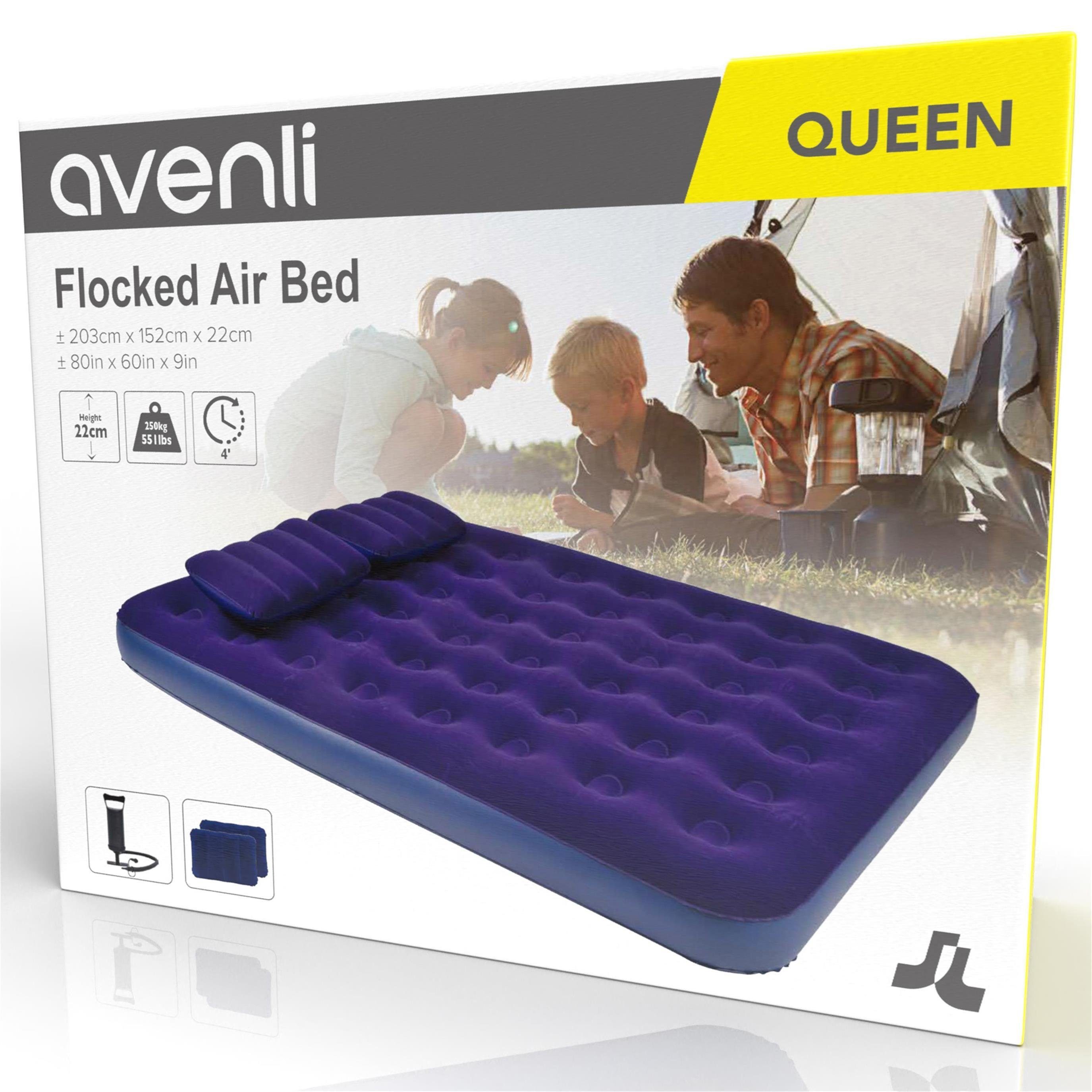 Avenli Luftbett Campingbett aufblasbar, (Luftmatratze für 2 Personen, Campingmatratze 203x152x22cm), Gästebett inklusive 2 Kissen und Luftpumpe