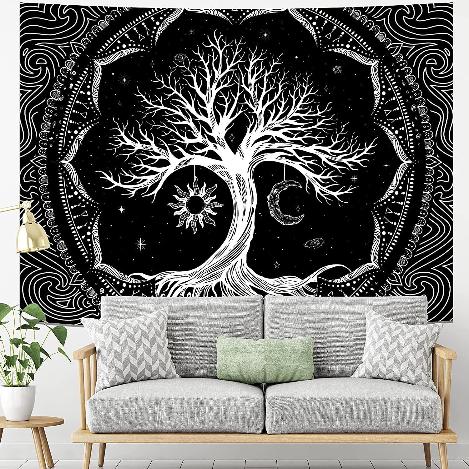 Wandteppich Baum des Lebens Tapisserie 150*130CM Trippy Mandala Wandteppich, Vaxiuja