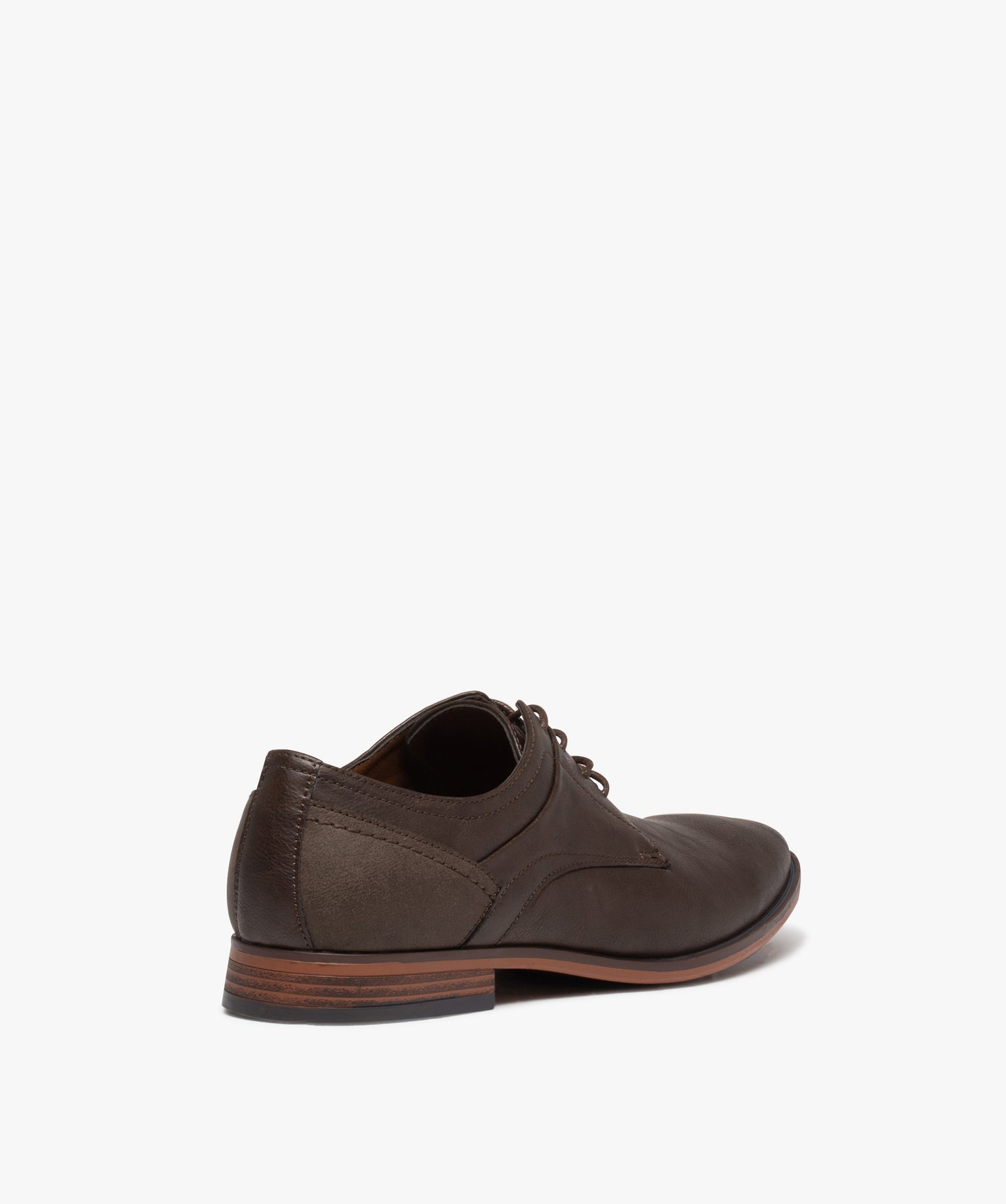 Derbies homme unis à lacets rond cirés marron | GEMO
