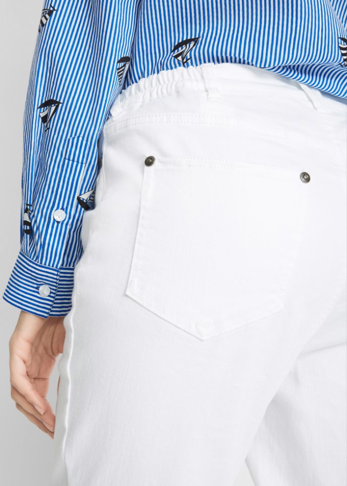 High-Waist-Twillhose mit Bequembund, Straight