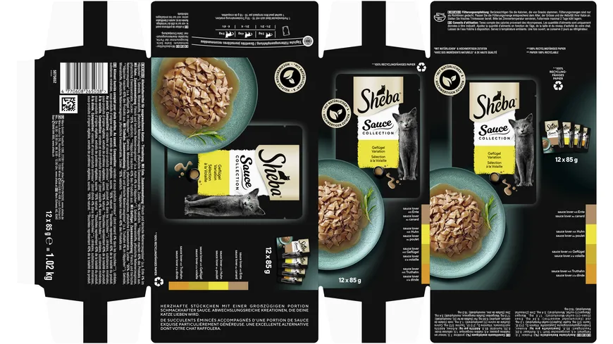 SHEBA® Delikatesse in Sauce mit Geflügel Variation Portionsbeutel 1020 g