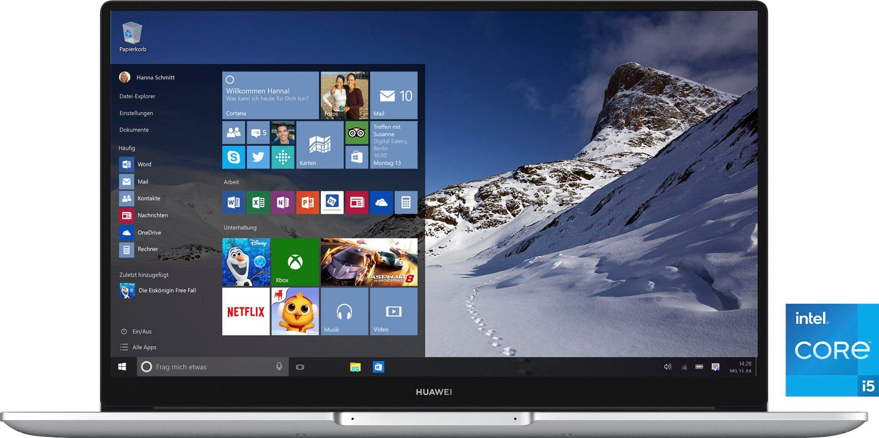 Huawei Matebook D15 Notebook (39,62 cm/15,6 Zoll, Intel Core i5 1155G7, Iris Xe Graphics, 512 GB SSD)