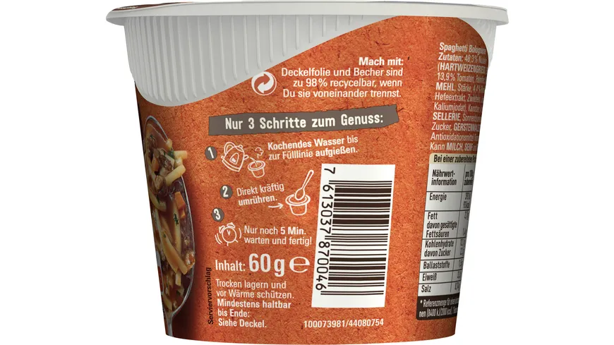 MAGGI 5 Minuten Terrine Spaghetti Bolognese 60 g