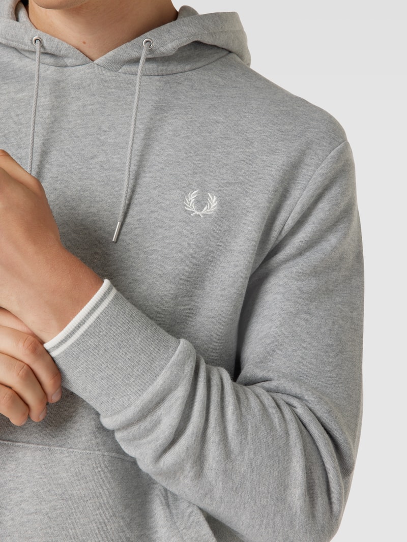 Hoodie mit Logo-Stitching Modell 'Tipped' in hellgrau meliert