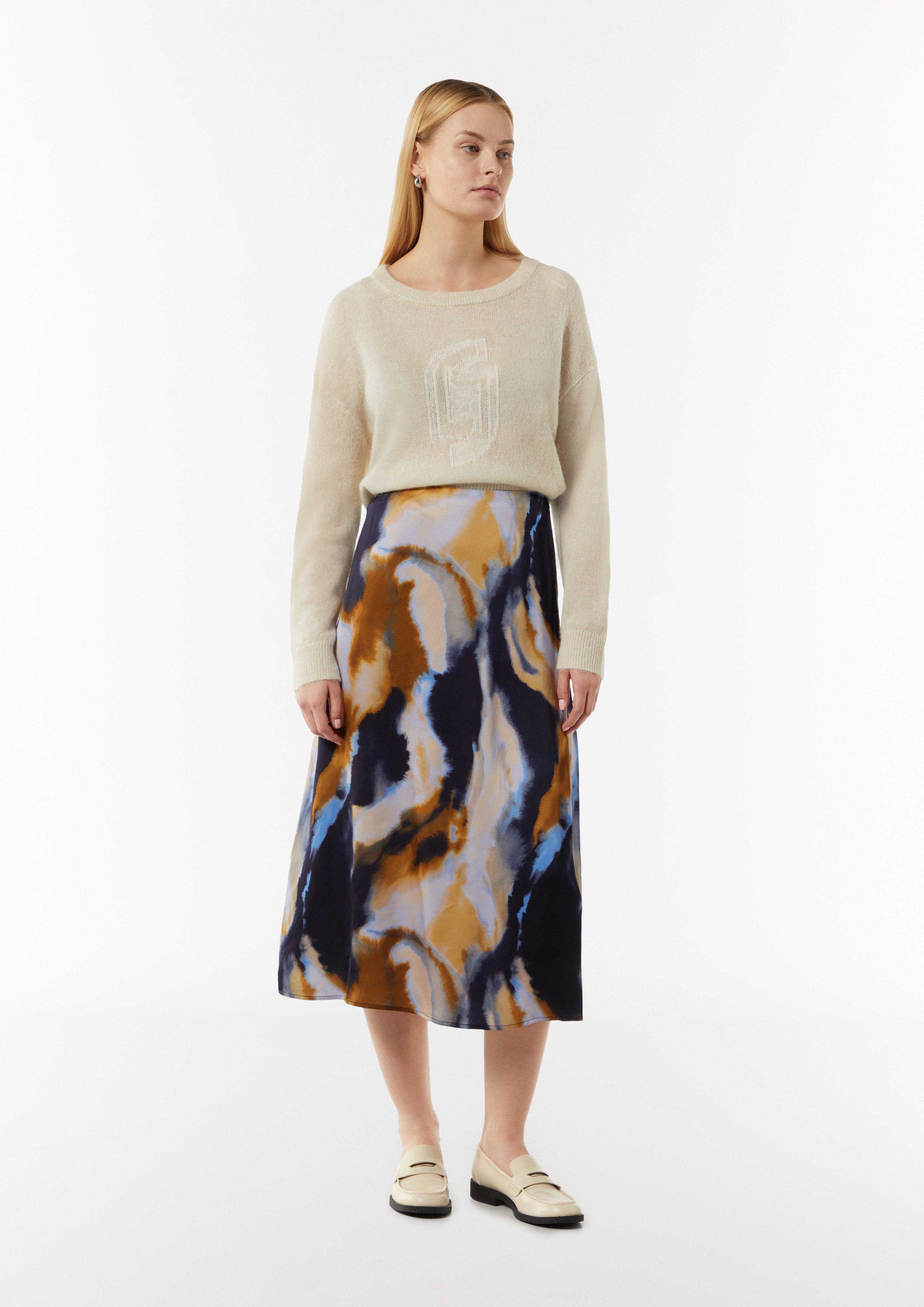 Satinrock mit All-over-Print - royalblau