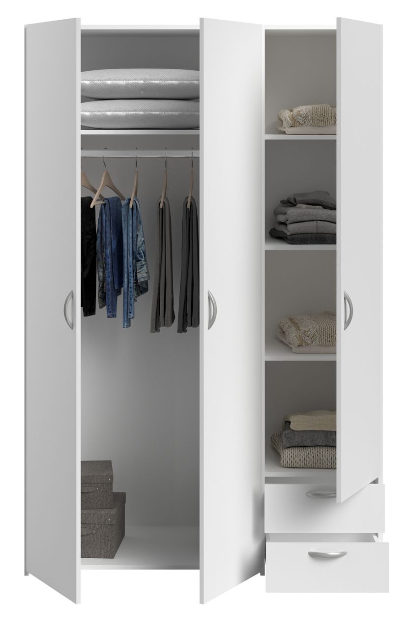 Parisot Kleiderschrank mit 2 Schubkästen - Daily, 3-trg., Weiss