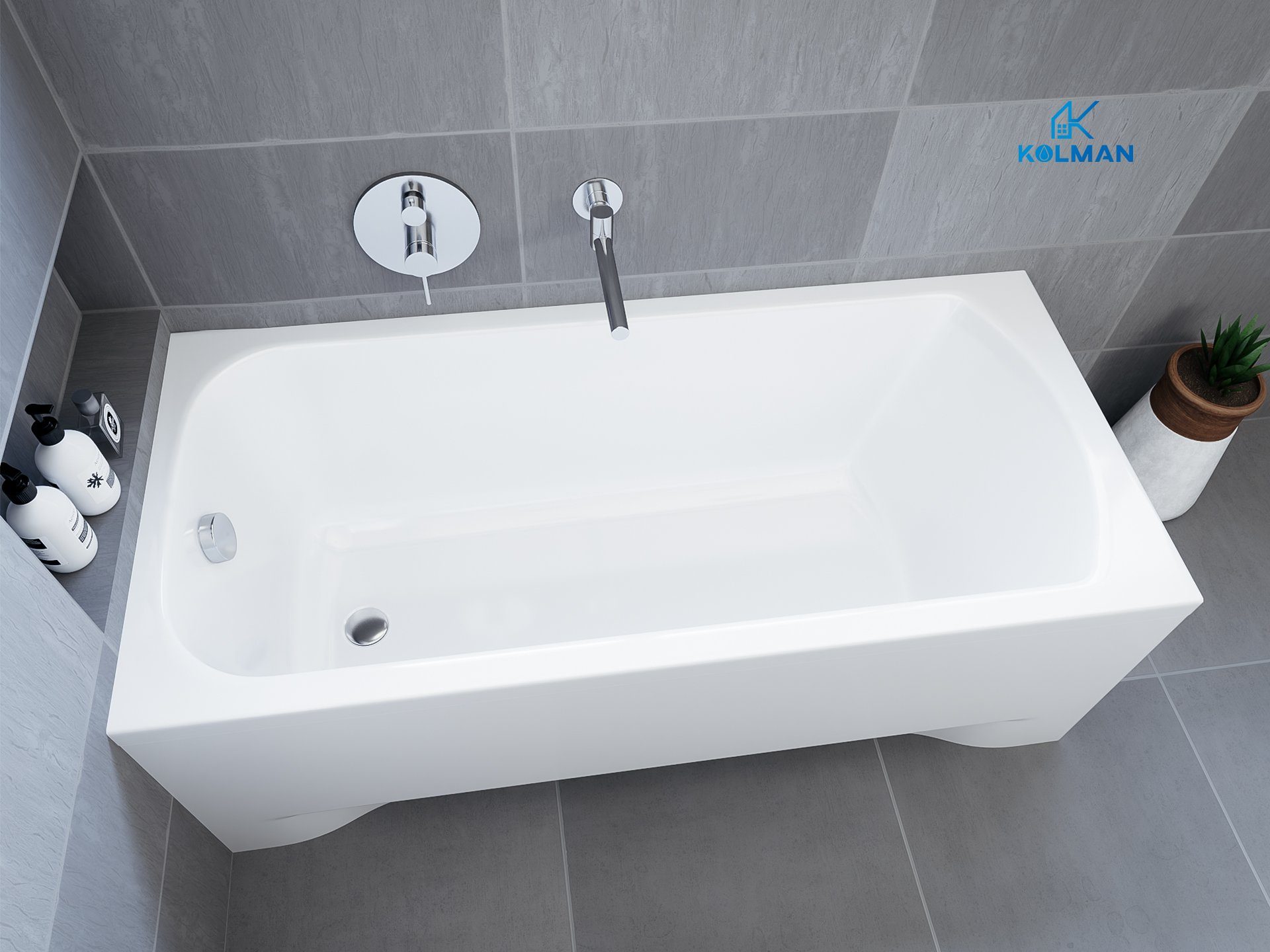 KOLMAN Badewanne Rechteck Classic 160x70, Acrylschürze Styroporträger, Ablauf VIEGA & Füße GRATIS