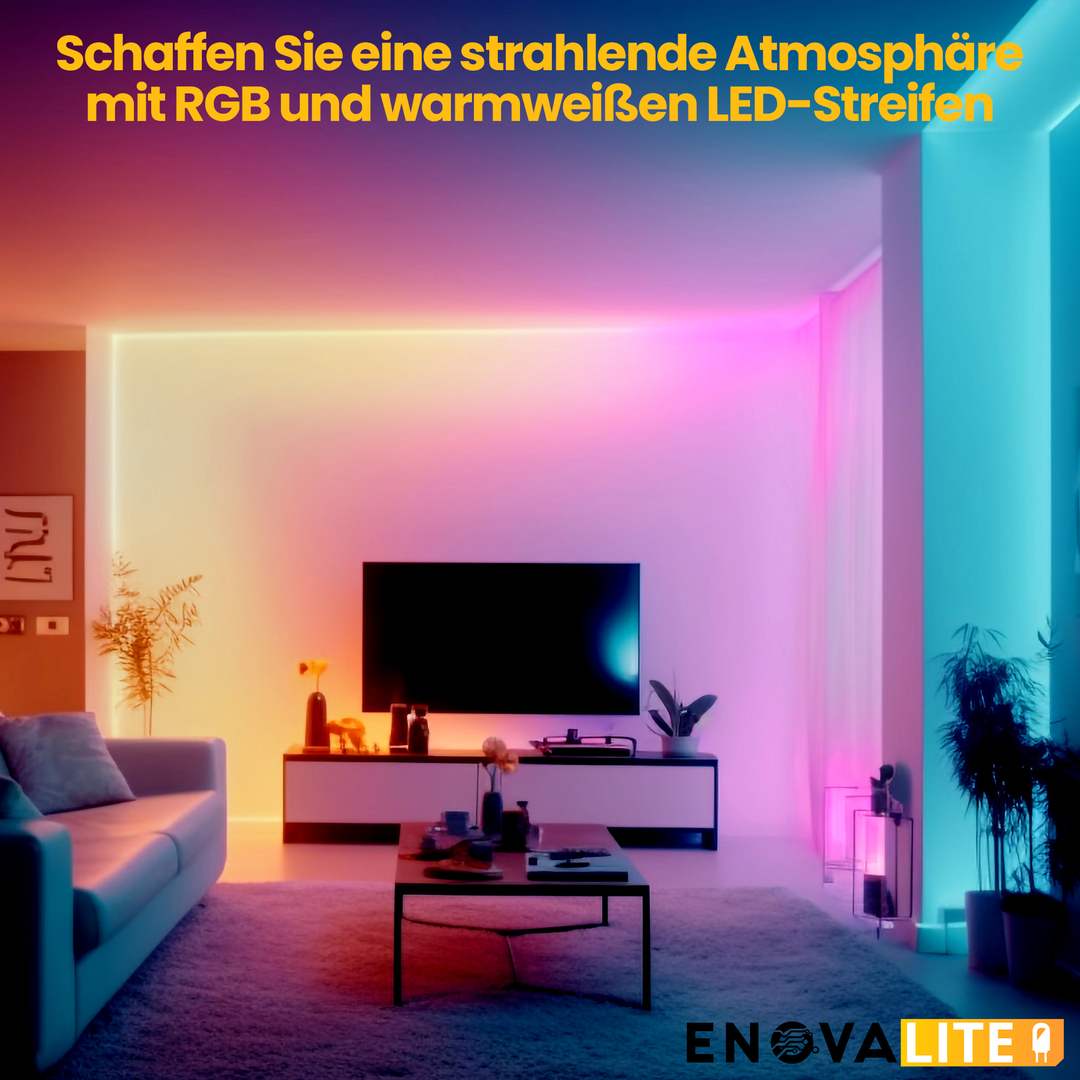 ENOVALITE LED-Streifen, RGB und warmweißes Licht, 12 V