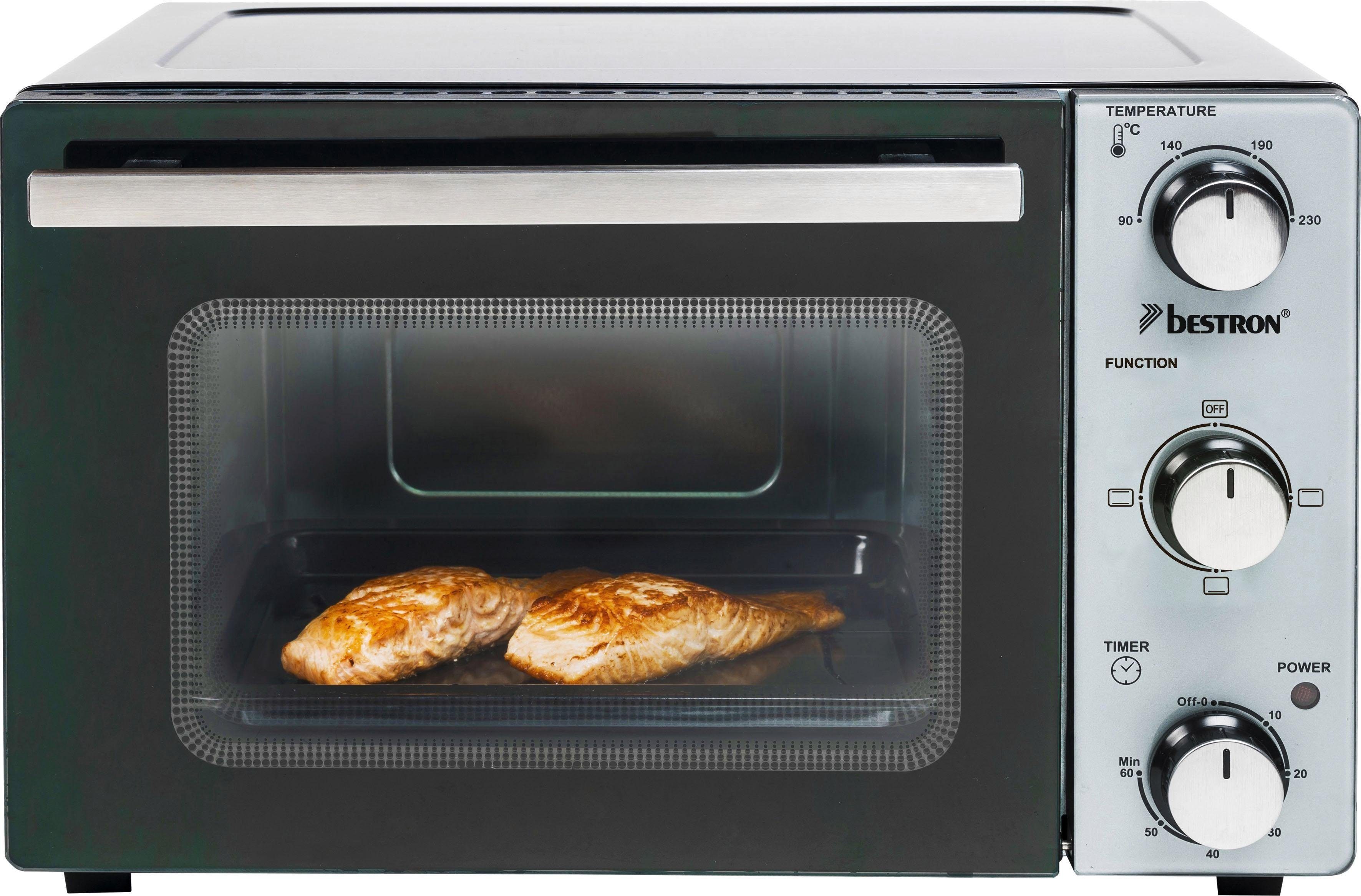 bestron Minibackofen AOV20 kompaktes Gerät, 1300 W, Edelstahl, Schwarz