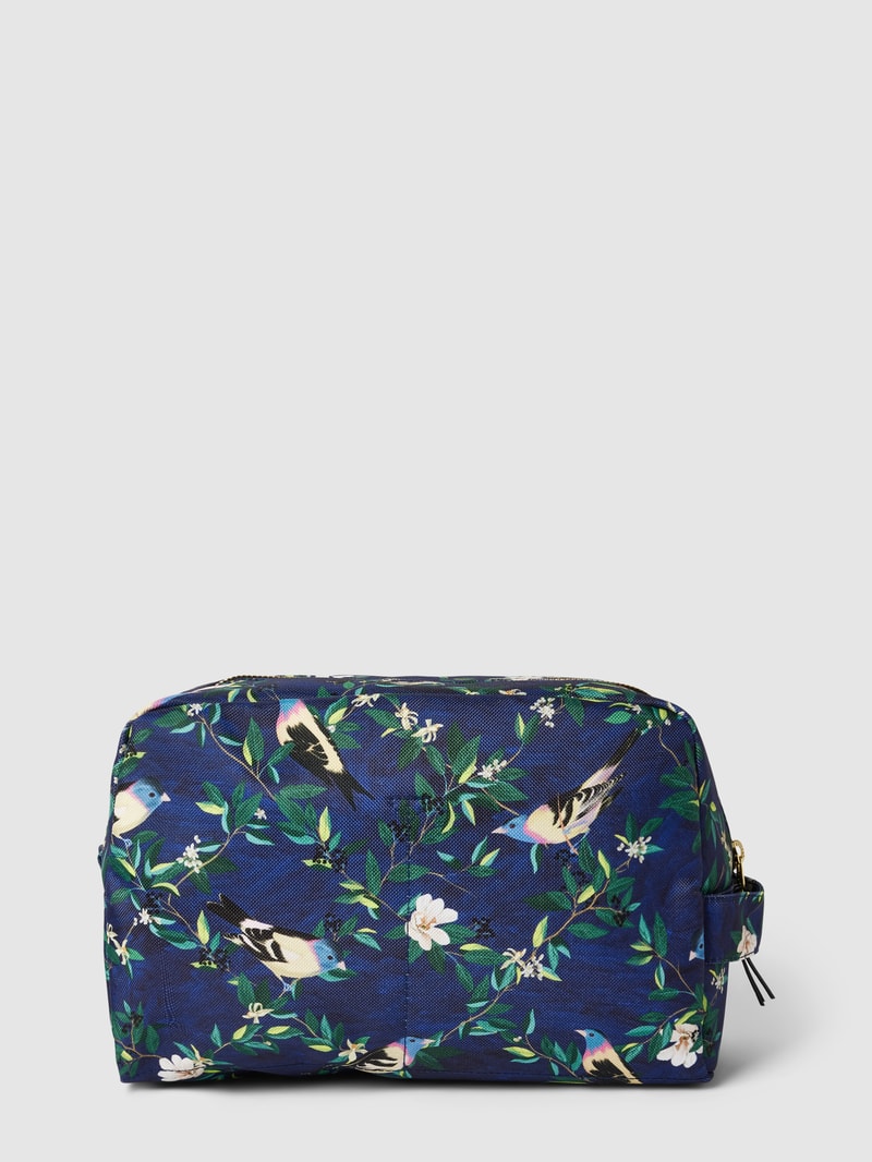 Kosmetiktasche mit Allover-Muster Modell 'Malu' in marineblau