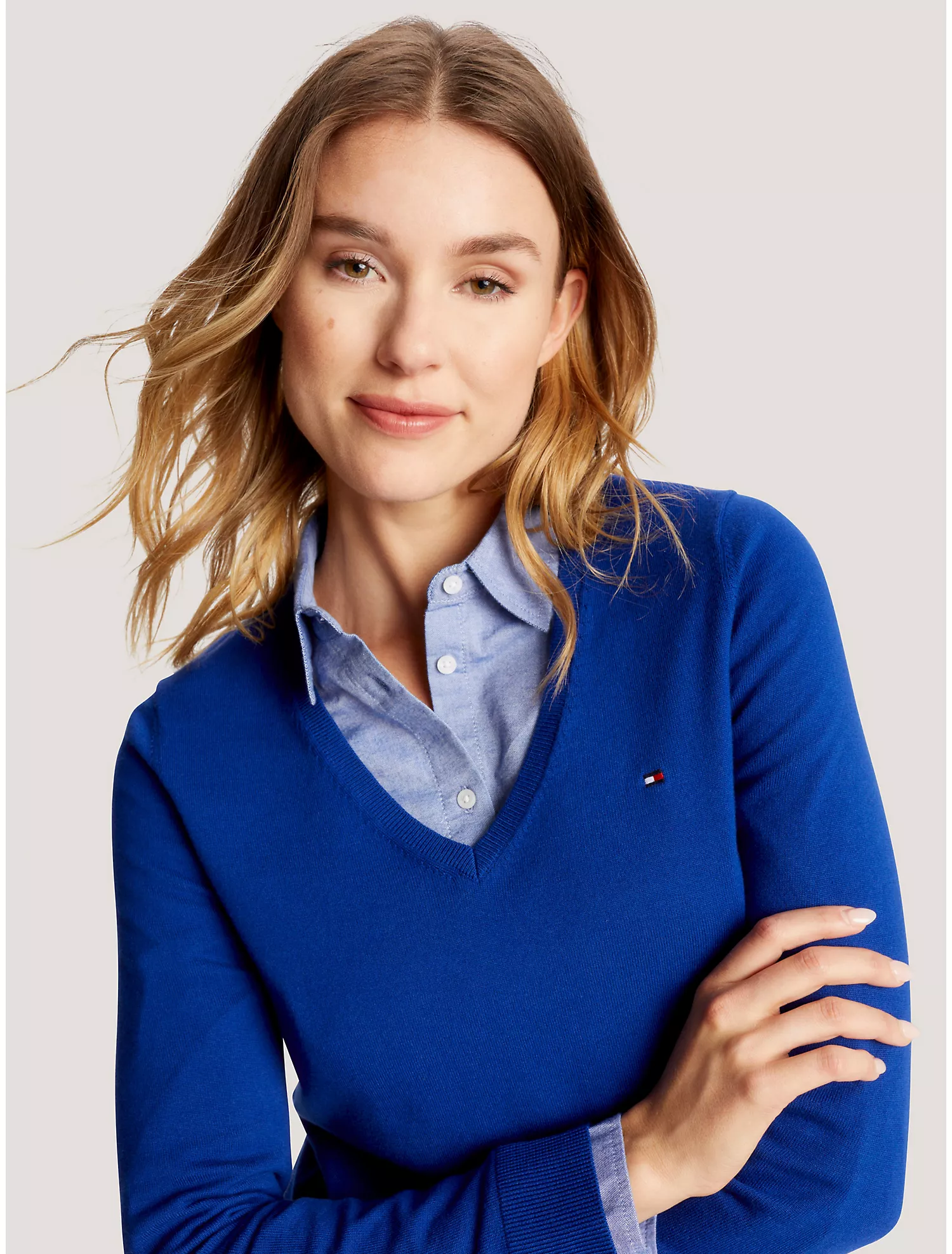 Solid V-Neck Sweater