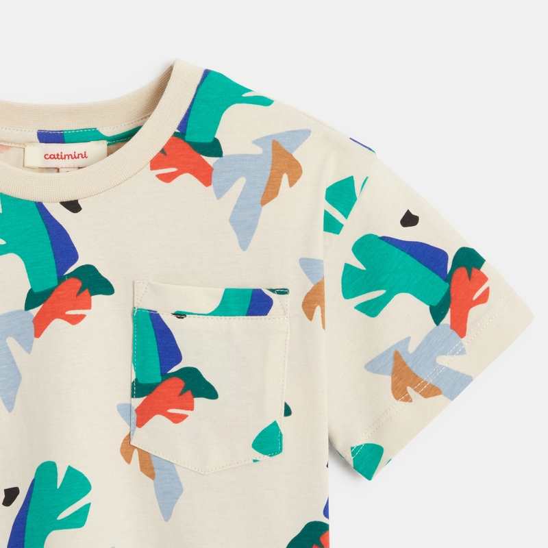 T-shirt garçon feuilles géométriques beige Catimini