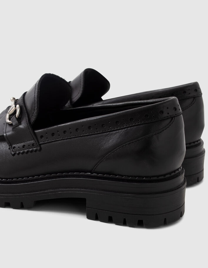 Mocassins noirs cuir semelles crantées Femme