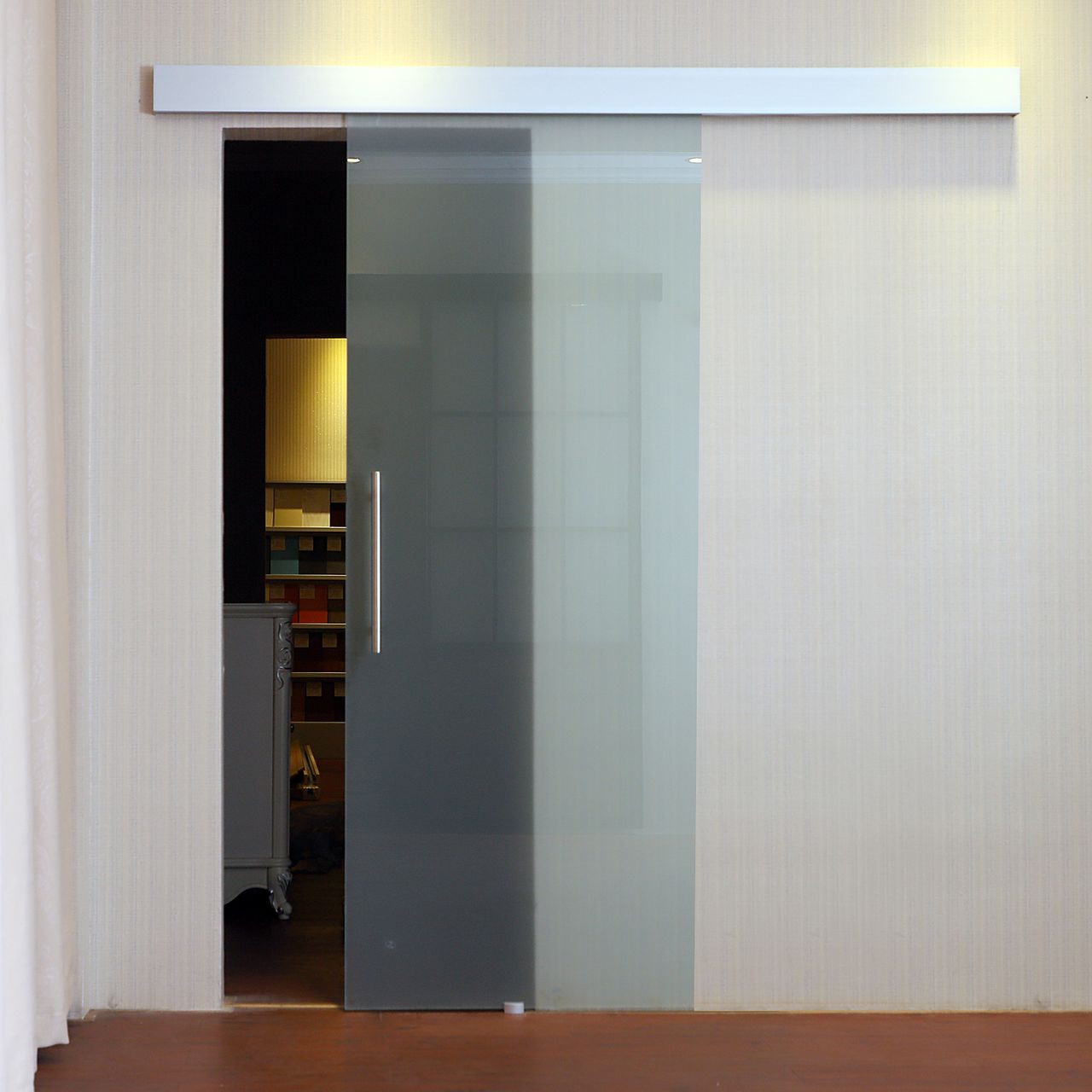 HOMCOM Glasschiebetür Schiebetür Tür Zimmertür mit Griffstange 77,5 x 205 cm